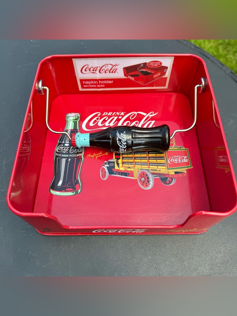 Retro Coca-Cola Advertising Tin Square Flat Napkin Holder Vintage 6.5x6.5x2.25โ - Picture 13 of 14